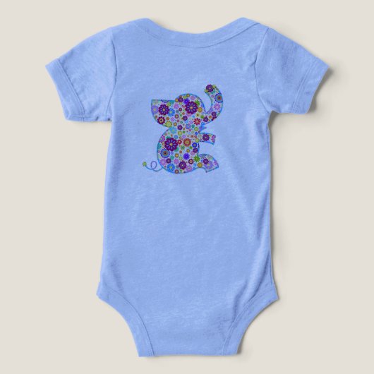 Kute Retro Flowers Cartoon Style Elephant (Design achterkant)