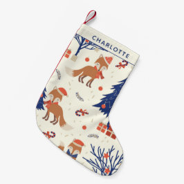 Kute Retro Fox en kerstboom op maat Kleine Kerstsok