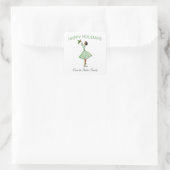 Kute  Retro-kerstmeisje in Dress Vierkante Sticker (Tas)