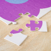 Kute Retro Mod Pop Flower Pattern in Paars Legpuzzel (Zijkant)