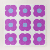 Kute Retro Mod Pop Flower Pattern in Paars Legpuzzel (Horizontaal)