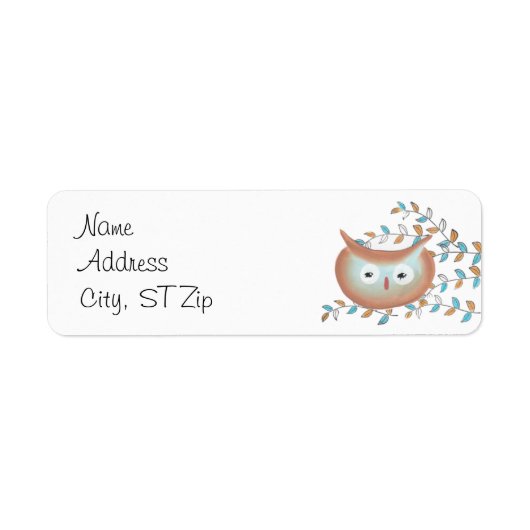 Kute Retro Owl Return Address Labels (Voorkant)