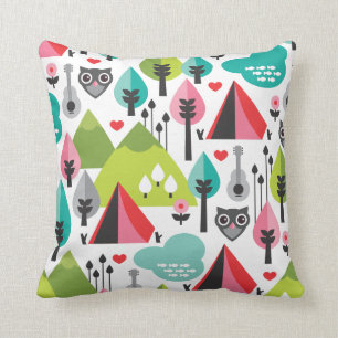 Kute retro owl wildlife patroonkussen hoesje kussen