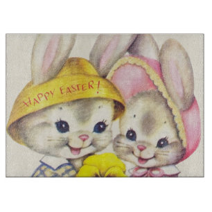 Kute retro  paasbunnies snijplank