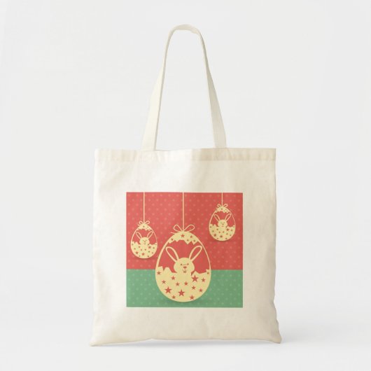 Kute retro Paasbunny en paasei Tote Bag (Voorkant)