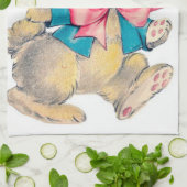 Kute retro paasbunny Holiday Theedoek (Gevouwen)