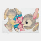 Kute retro paasbunny Holiday Theedoek (Horizontaal)