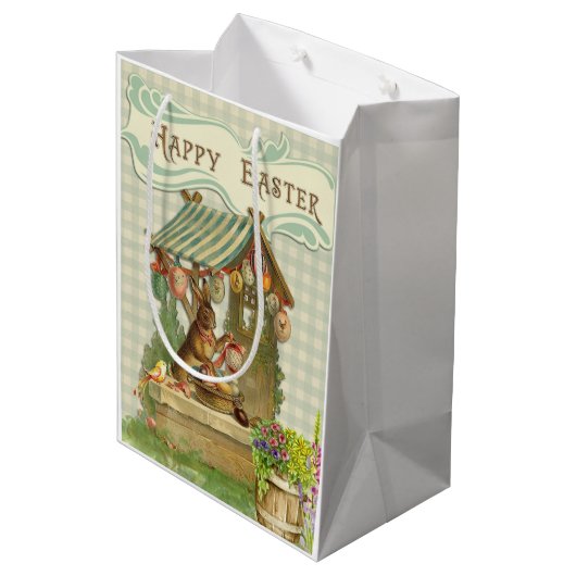 Kute Retro paasbunny Medium Cadeauzakje (Achterkant Gekanteld)