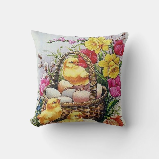 Kute retro  paaskuikens, decor pillow kussen (Voorkant)