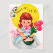 Kute retro  paaszuster briefkaart (Voorkant)