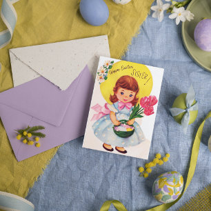 Kute retro paaszuster briefkaart