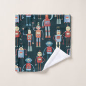 Kute  Retro Robots Dark Bad Handdoek (Wasdoekje)