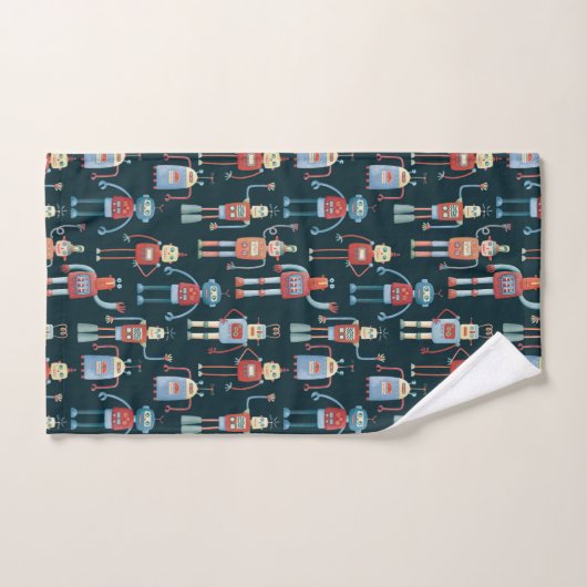 Kute  Retro Robots Dark Bad Handdoek (Handdoek)