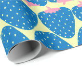 Kute Retro Strawberry Pattern in Blue and Pink Cadeaupapier (Rol Hoek)