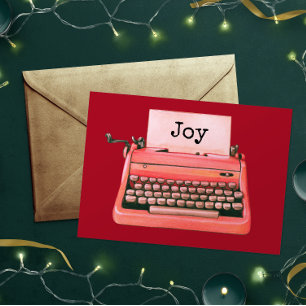 Kute Retro Type writer '60s Persoonlijke Kerstmis Notitiekaartje
