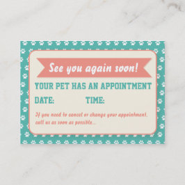 Kute Retro Veterinary Appointment Card Afsprakenkaartje