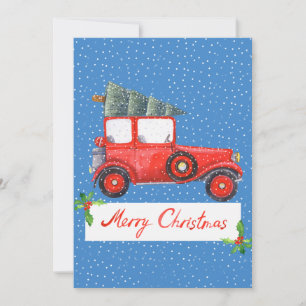 Kute Retro Vintage Car-kerstfotofeestdag