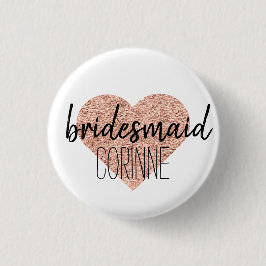 Kute Roos Gold Heart Bridesmaid Button Pin