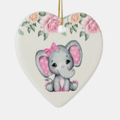 Kute roze Baby Elephant and Roos Border Keramisch Ornament (Rechts)