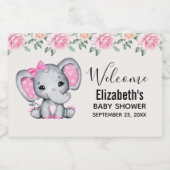 Kute roze Baby Elephant and Roos Border Voedselcontainer Etiket (Enkel label)