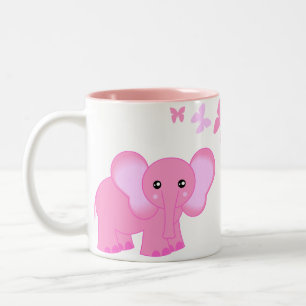 Kute roze Baby olifant en Butterflies Mok