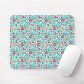 Kute roze & Blue Small Floral Mint Design Muismat (Met muis)