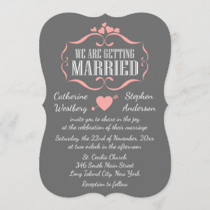 Kute roze en grijze bruiloft - grijs kaart