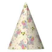 Kute roze en grijze olifant Birthday Feesthoedjes (Achterkant)