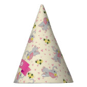 Kute roze en grijze olifant Birthday Feesthoedjes (Rechts)