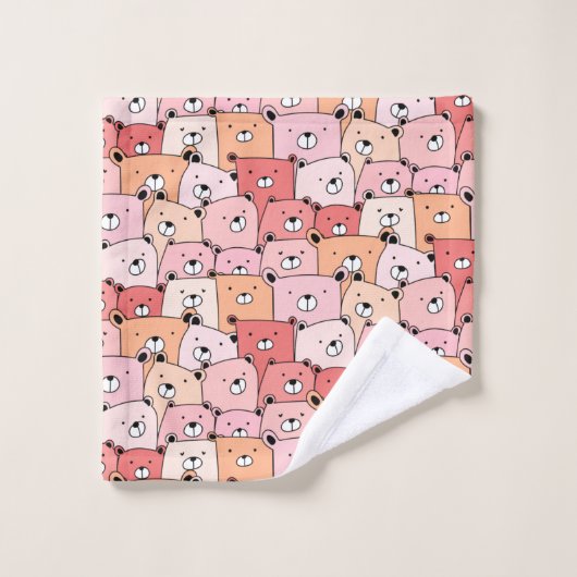 Kute roze en Oranje Beren Bad Handdoek (Wasdoekje)