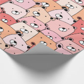 Kute roze en Oranje Beren Cadeaupapier (Hoek)