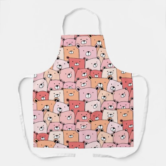Kute roze en Oranje Beren Schort (Voorkant)
