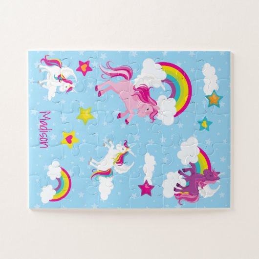 Kute roze en Paarse eenden en regenbogen Legpuzzel (Horizontaal)