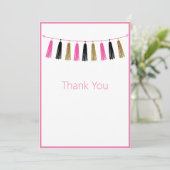 Kute roze glitter bedankkaart (Staand voorkant)