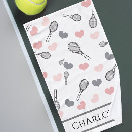 Kute roze harten en trackets Tennis Patroonpoorten Handdoek