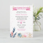 Kute roze onder de uitnodiging tot het Zee (Staand voorkant)