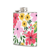 Kute roze roodroze lentekort met handschildervormi heupfles (Links)