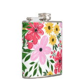 Kute roze roodroze lentekort met handschildervormi heupfles (Rechts)