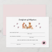 Kute roze & White Puppy Adoption Certificate (Voorkant / Achterkant)