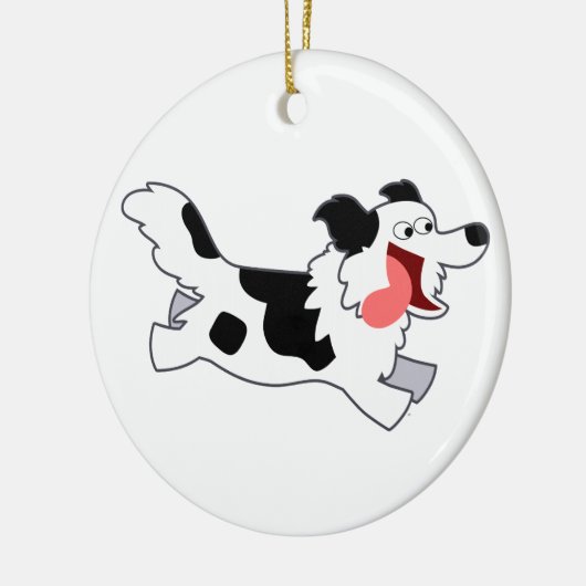 Kute Running Cartoon Border Collie Ornament (Links)
