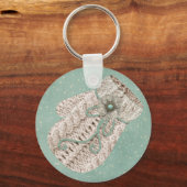 Kute  rustige wintermessing met mitten snewflake sleutelhanger (Voorkant)