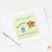Kute Sage Green Bird pas na Kerstmis open Vierkante Sticker (Envelop)