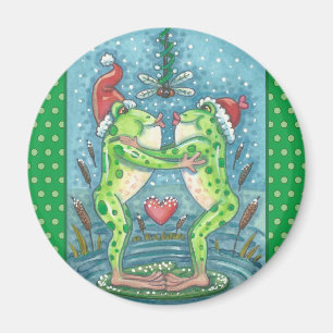 KUTE SANTA FROGS KISSING ONDER DRAGONFLY MISTLETOE MAGNEET