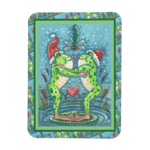 KUTE SANTA FROGS KISSING ONDER DRAGONFLY MISTLETOE MAGNEET