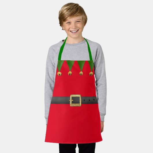 Kute Santa's Workshop Elf Kerstmis schort (Gedragen)