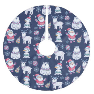 Kute Scandinavische stijldieren en Santa Pattern Kerstboom Rok