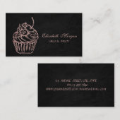 Kute Schattig, Glitter Cupcake (zwart) Visitekaartje (Voorkant / Achterkant)