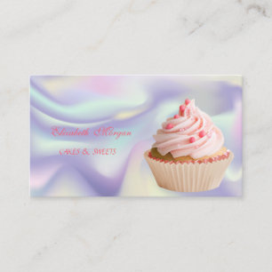 Kute Schattige Elegant Cupcake Bakery Holographic Visitekaartje