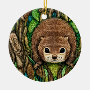 Kute Schattige Little Baby Beaver Keramisch Ornament