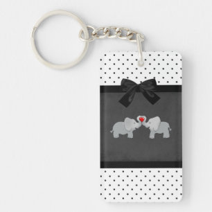 Kute Schattige olifanten, Polka Dots, Black Bow Sleutelhanger